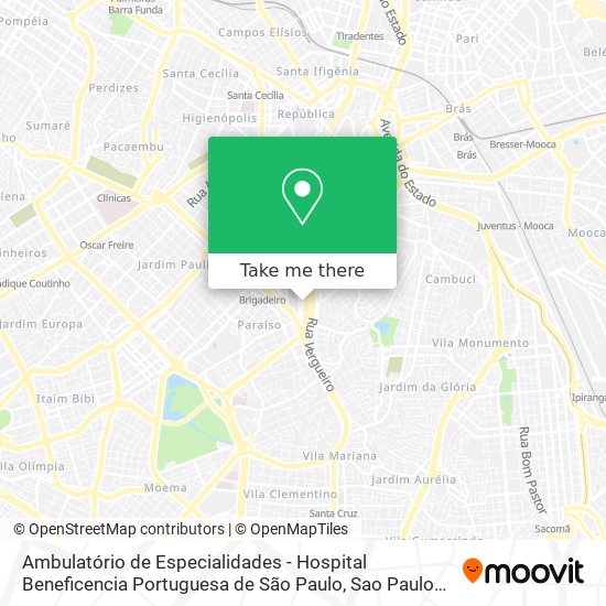 Ambulatório de Especialidades - Hospital Beneficencia Portuguesa de São Paulo map