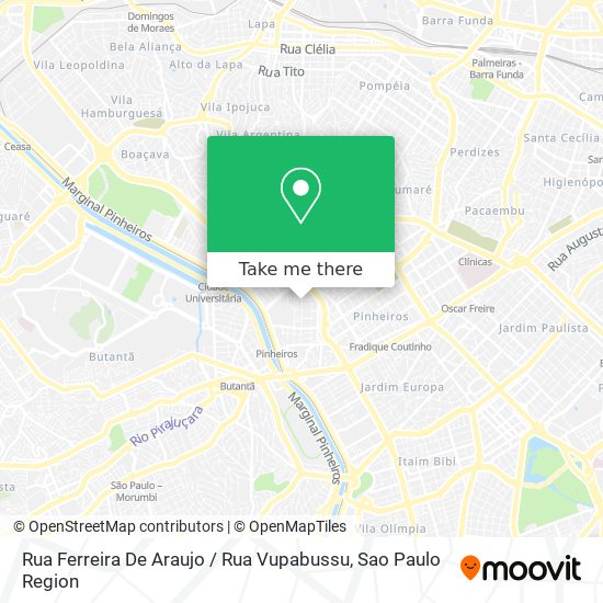 Mapa Rua Ferreira De Araujo / Rua Vupabussu