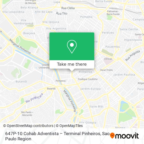 Mapa 647P-10 Cohab Adventista – Terminal Pinheiros