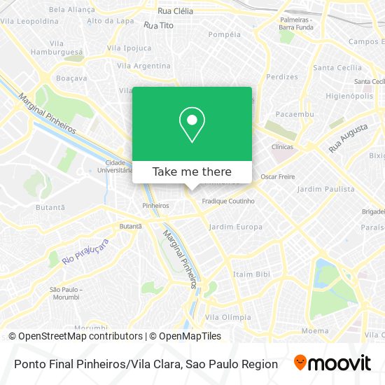 Ponto Final Pinheiros / Vila Clara map