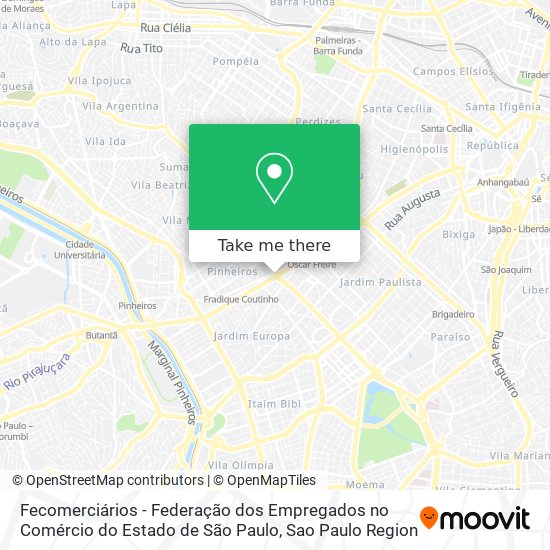 Fecomerciários - Federação dos Empregados no Comércio do Estado de São Paulo map
