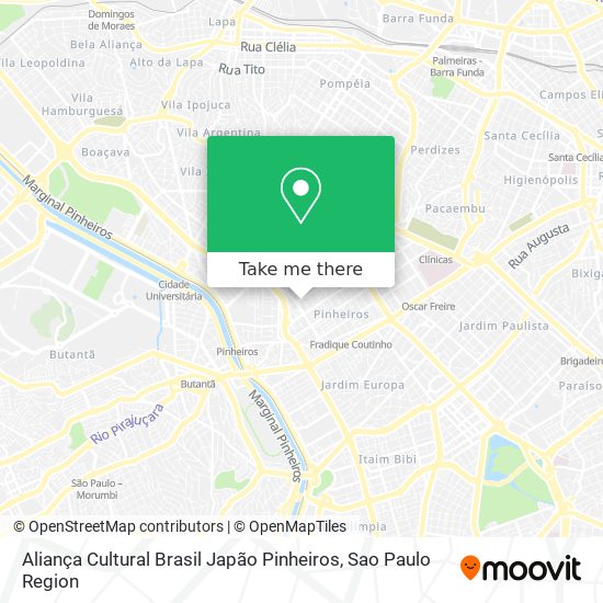 Aliança Cultural Brasil Japão Pinheiros map