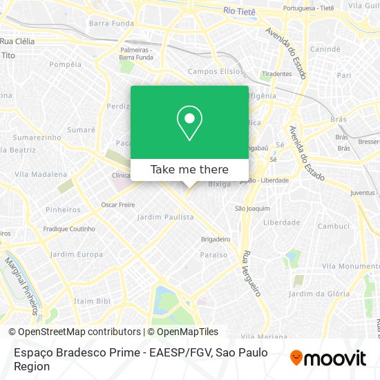 Espaço Bradesco Prime - EAESP / FGV map