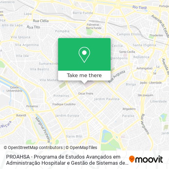 Mapa PROAHSA - Programa de Estudos Avançados em Administração Hospitalar e Gestão de Sistemas de Saúde