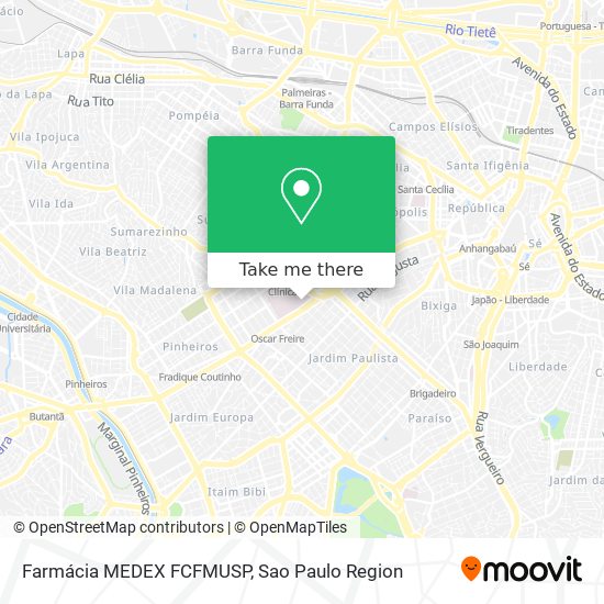 Mapa Farmácia MEDEX FCFMUSP