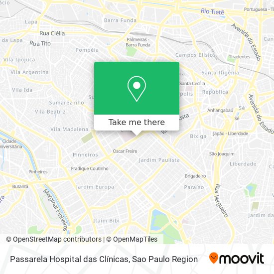 Mapa Passarela Hospital das Clínicas