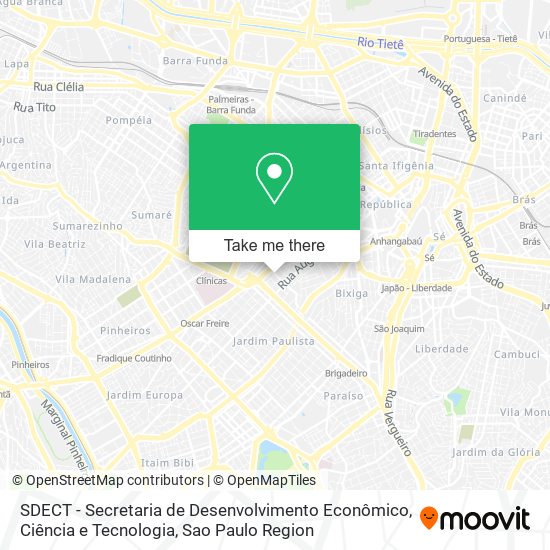 Mapa SDECT - Secretaria de Desenvolvimento Econômico, Ciência e Tecnologia