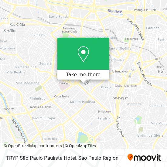 Mapa TRYP São Paulo Paulista Hotel