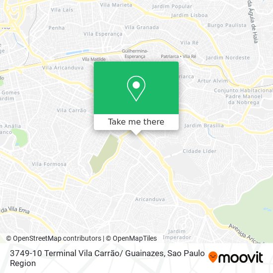 3749-10 Terminal Vila Carrão/ Guainazes map