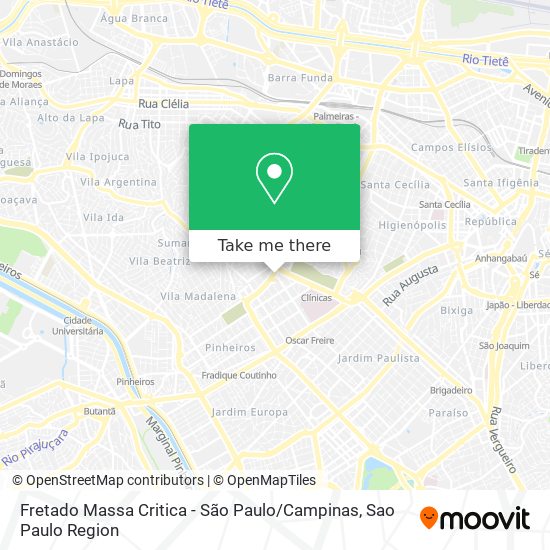 Fretado Massa Critica - São Paulo / Campinas map