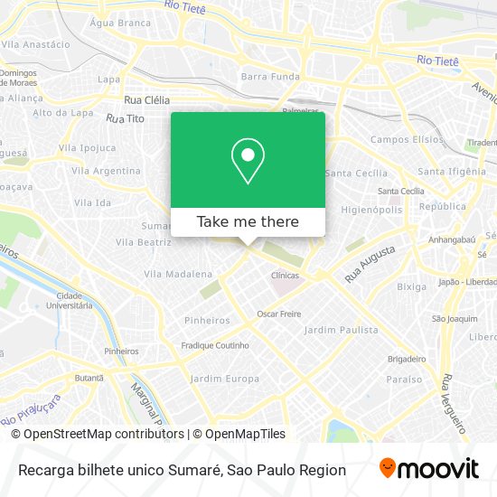 Mapa Recarga bilhete unico  Sumaré