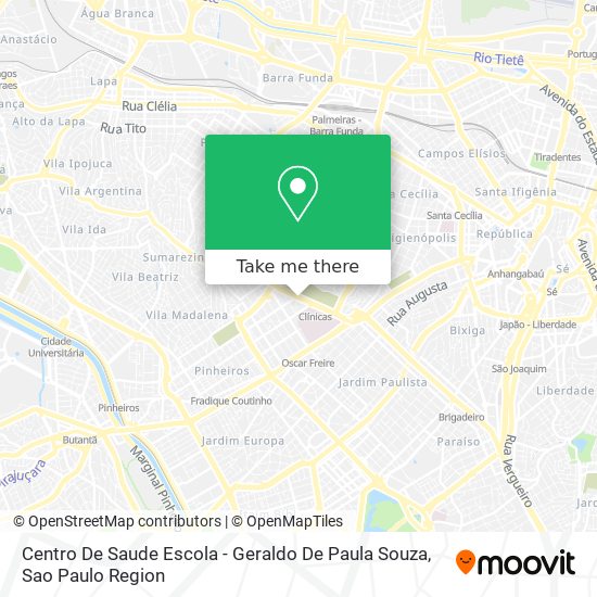 Mapa Centro De Saude Escola - Geraldo De Paula Souza