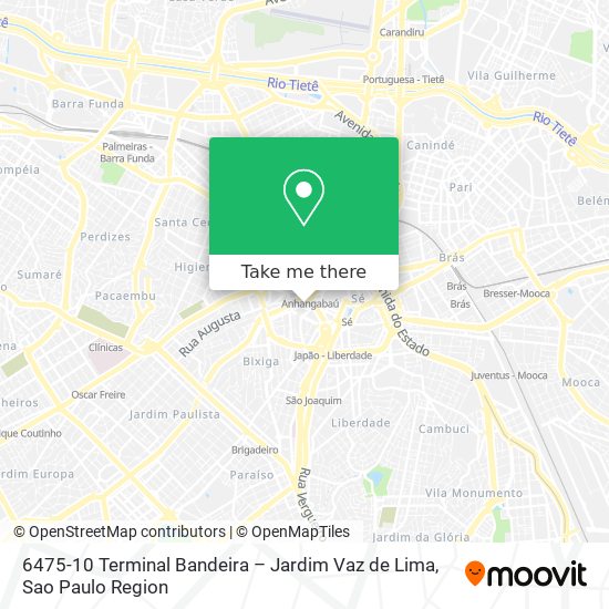 6475-10 Terminal Bandeira – Jardim Vaz de Lima map