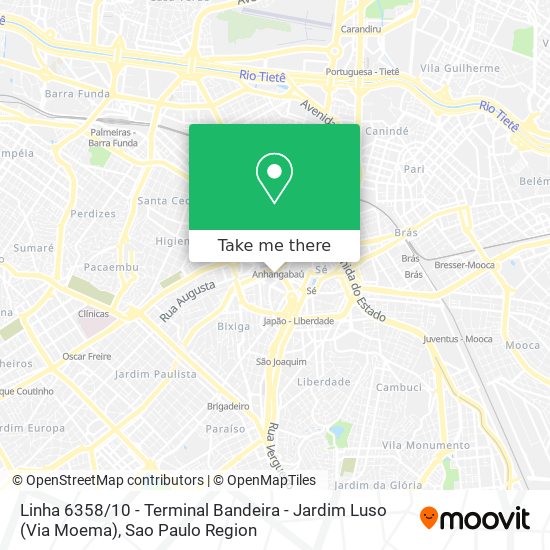 Mapa Linha 6358 / 10 - Terminal Bandeira - Jardim Luso (Via Moema)