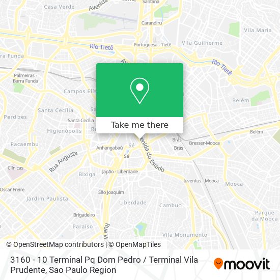 Mapa 3160 - 10 Terminal Pq Dom Pedro / Terminal Vila Prudente