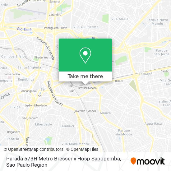 Mapa Parada 573H Metrô Bresser x Hosp Sapopemba