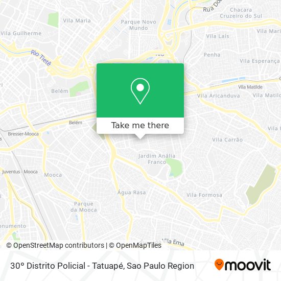 30º Distrito Policial - Tatuapé map