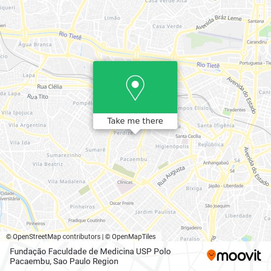 Mapa Fundação Faculdade de Medicina USP Polo Pacaembu