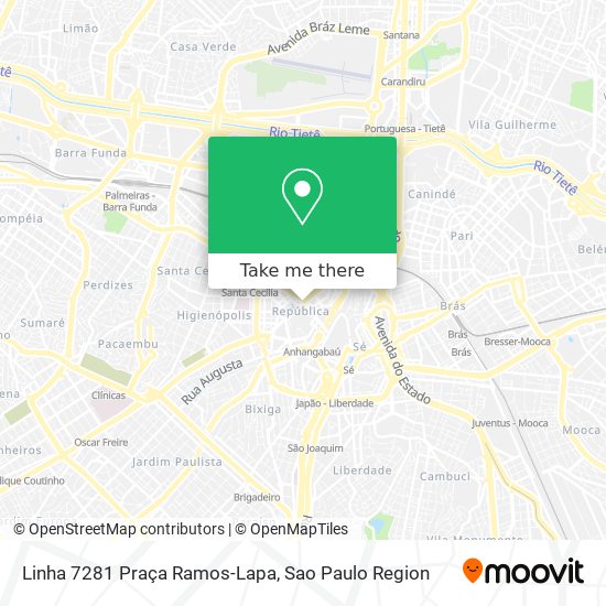 Linha 7281 Praça Ramos-Lapa map
