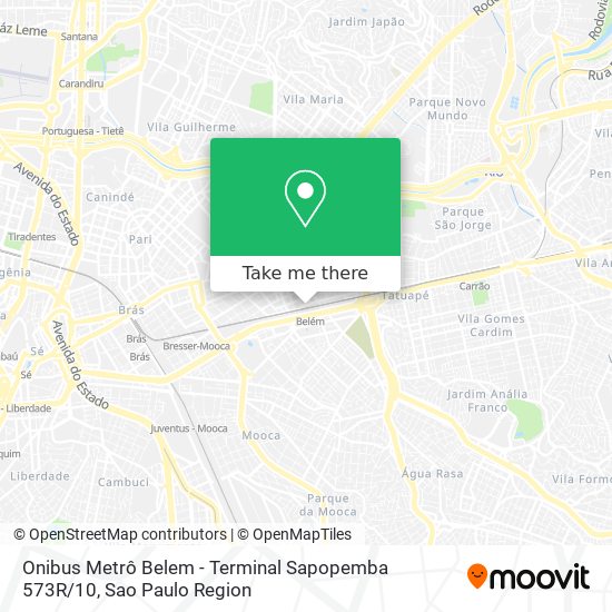 Mapa Onibus Metrô Belem -  Terminal  Sapopemba 573R / 10