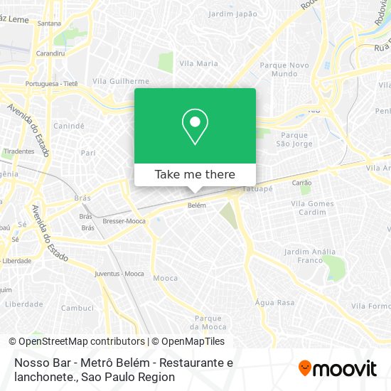 Mapa Nosso Bar - Metrô Belém - Restaurante e lanchonete.