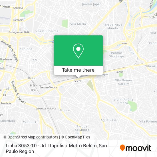 Mapa Linha 3053-10 - Jd. Itápolis / Metrô Belém