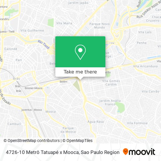 4726-10 Metrô Tatuapé x Mooca map