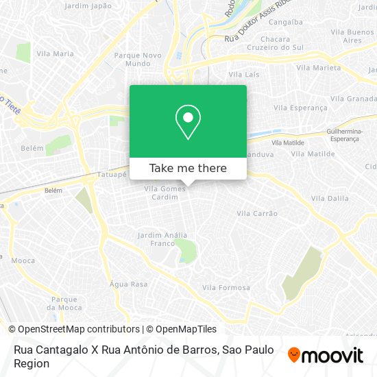 Rua Cantagalo X Rua Antônio de Barros map
