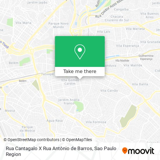 Mapa Rua Cantagalo X Rua Antônio de Barros