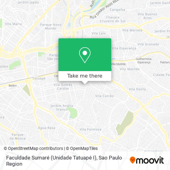 Faculdade Sumaré (Unidade Tatuapé I) map