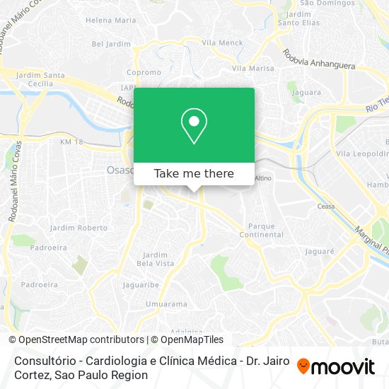 Mapa Consultório - Cardiologia e Clínica Médica - Dr. Jairo Cortez