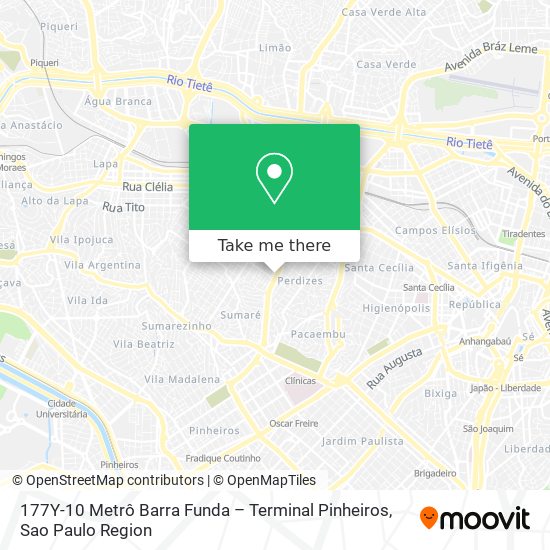 Mapa 177Y-10 Metrô Barra Funda – Terminal Pinheiros