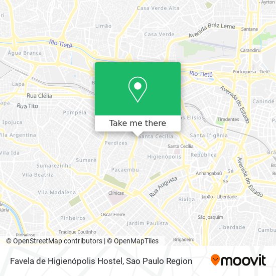 Mapa Favela de Higienópolis Hostel