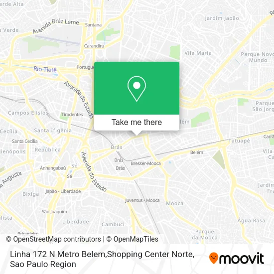 Linha 172 N Metro Belem,Shopping Center Norte map