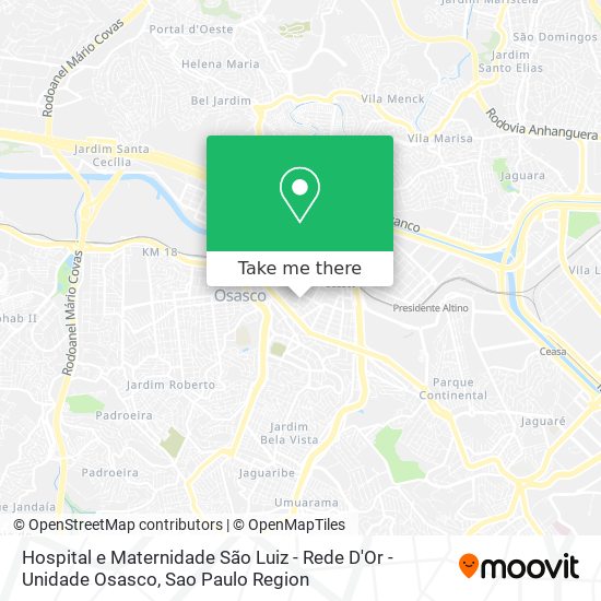 Mapa Hospital e Maternidade São Luiz - Rede D'Or - Unidade Osasco