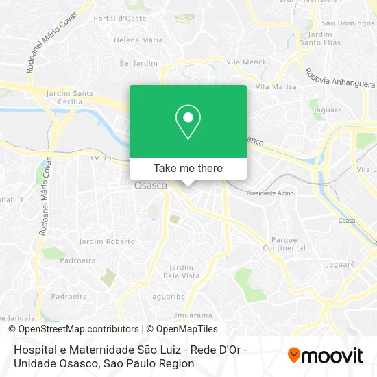 Hospital e Maternidade São Luiz - Rede D'Or - Unidade Osasco map