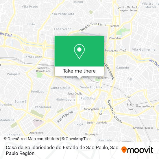 Mapa Casa da Solidariedade do Estado de São Paulo