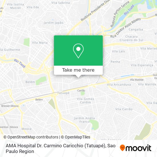 AMA Hospital Dr. Carmino Caricchio (Tatuapé) map