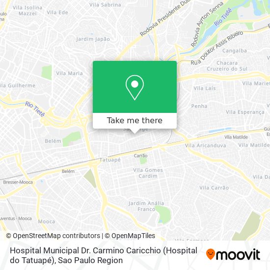 Hospital Municipal Dr. Carmino Caricchio (Hospital do Tatuapé) map