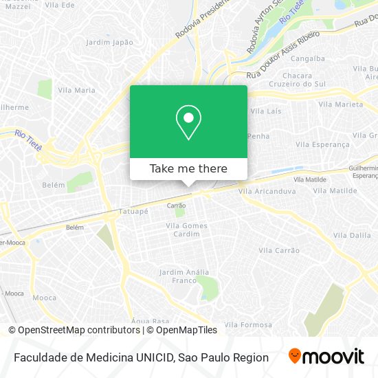 Mapa Faculdade de Medicina UNICID