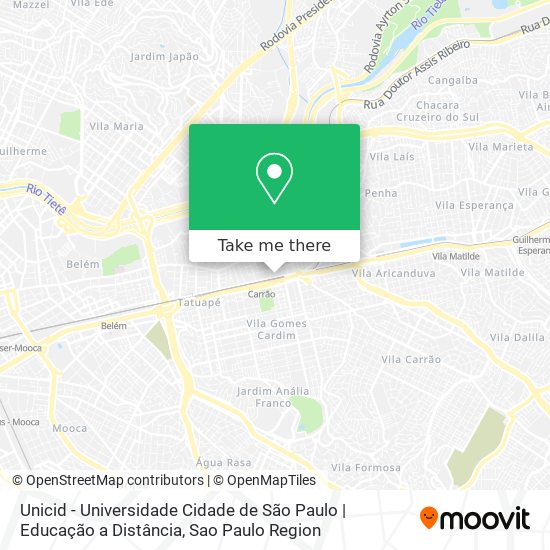 Unicid - Universidade Cidade de São Paulo | Educação a Distância map