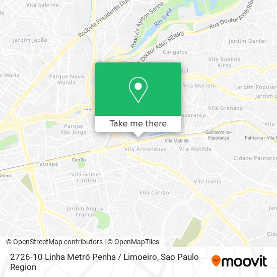 Mapa 2726-10 Linha Metrô Penha / Limoeiro