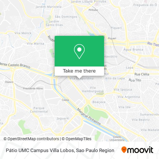 Mapa Pátio UMC Campus Villa Lobos