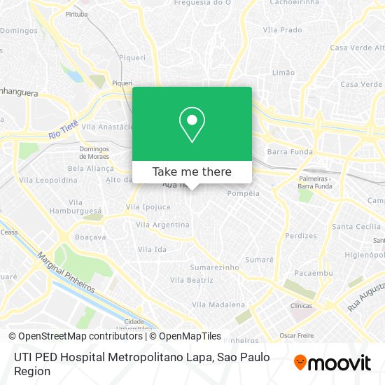 Mapa UTI PED Hospital Metropolitano Lapa