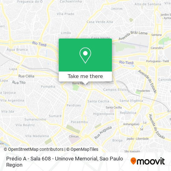 Prédio A - Sala 608 - Uninove Memorial map
