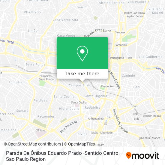 Mapa Parada De Ônibus Eduardo Prado -Sentido Centro