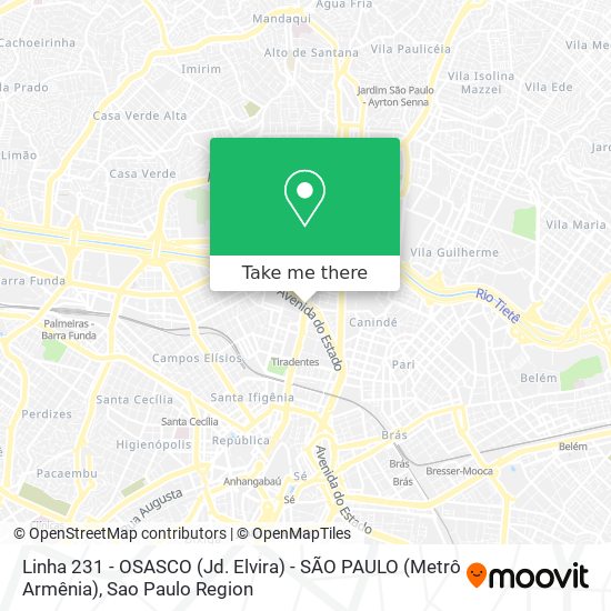 Linha 231 - OSASCO (Jd. Elvira) - SÃO PAULO (Metrô Armênia) map