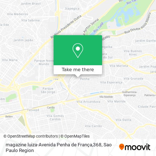 Mapa magazine luiza-Avenida Penha de França,368