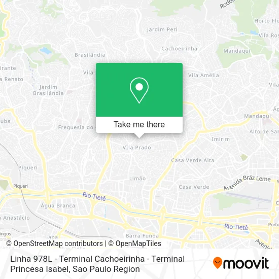 Linha 978L - Terminal Cachoeirinha - Terminal Princesa Isabel map