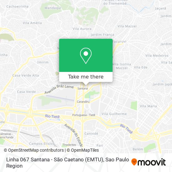 Mapa Linha 067 Santana - São Caetano (EMTU)
